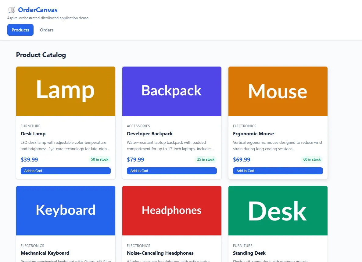 OrderCanvas Product Catalog