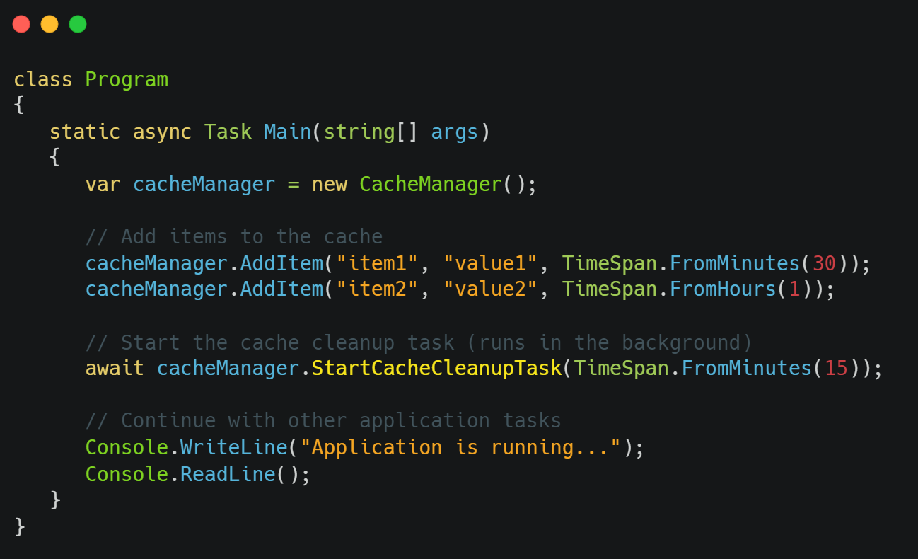 Create Simple Cache Manager with Background Task