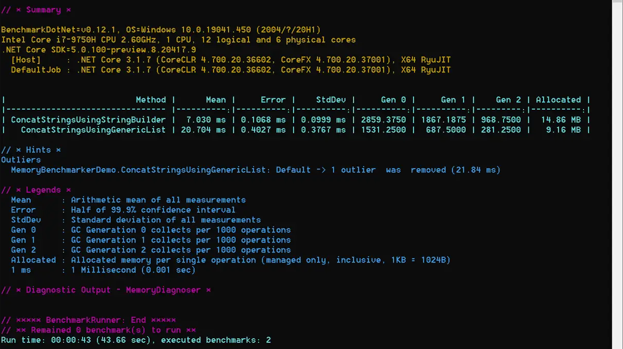 Benchmarking Results