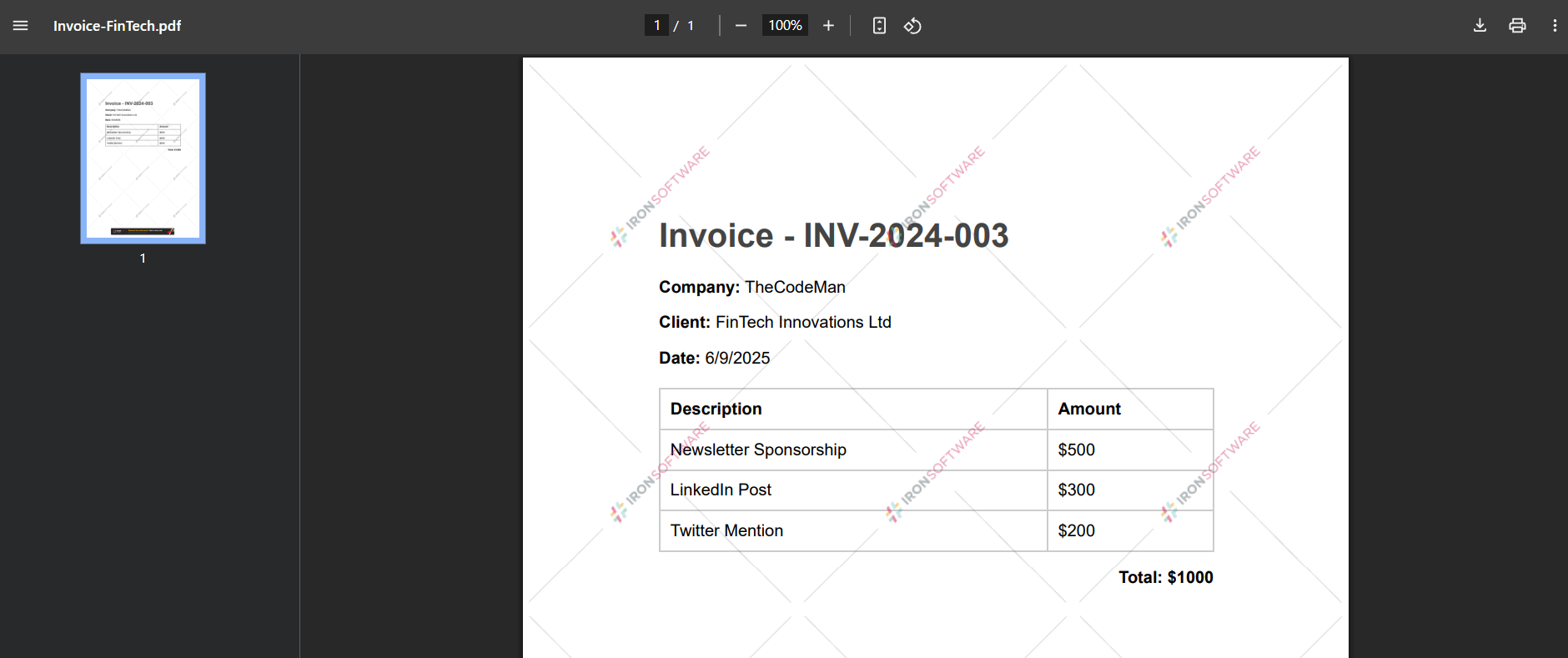 Final Invoice