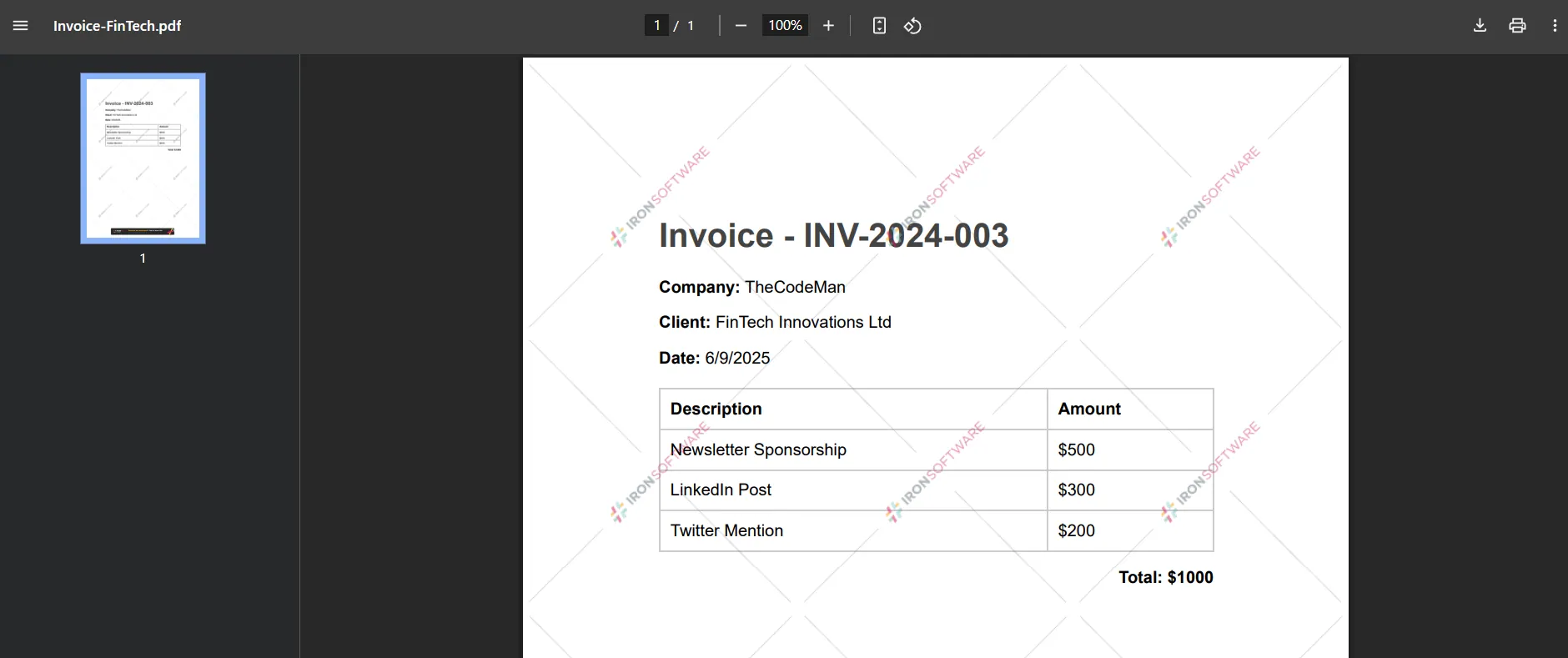 Final Invoice