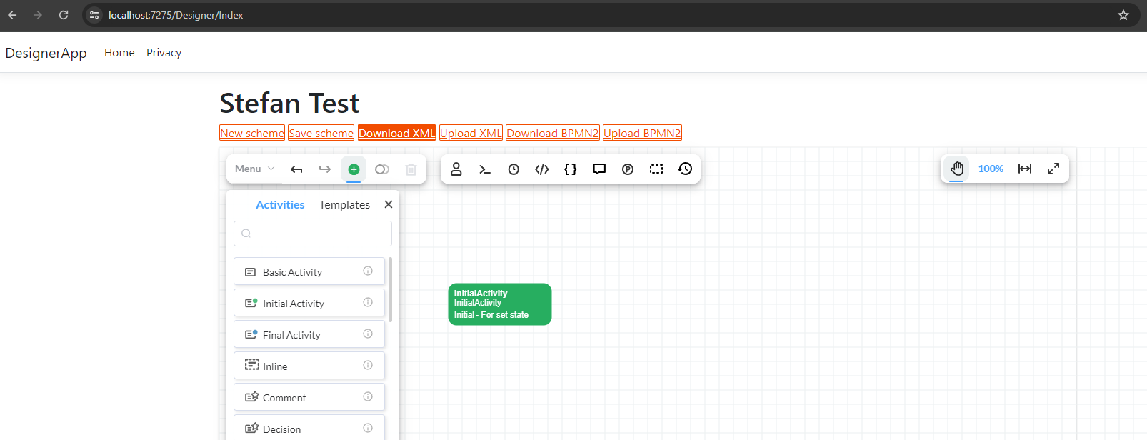 Workflow Designer on Web Application