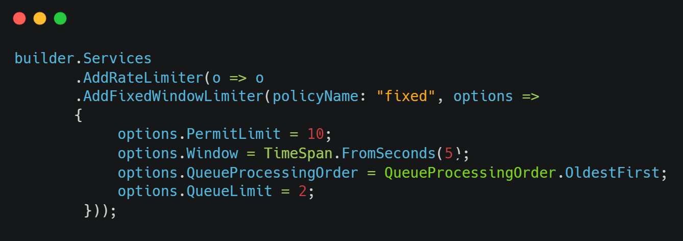 Adding Rate Limiter to Service Collection