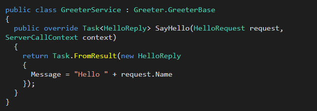 C# Greeter Service Code